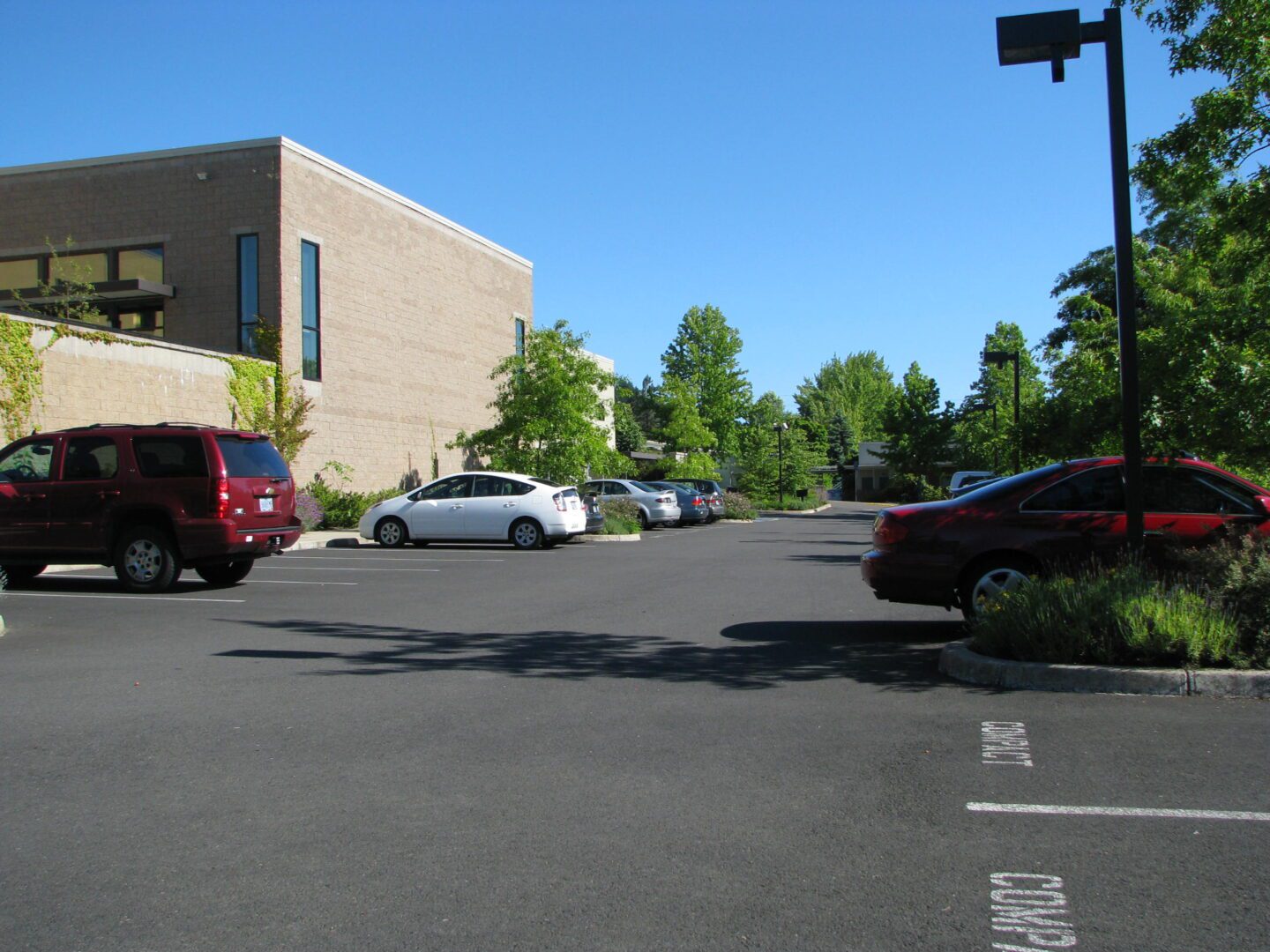 A car parked in a parking lot.