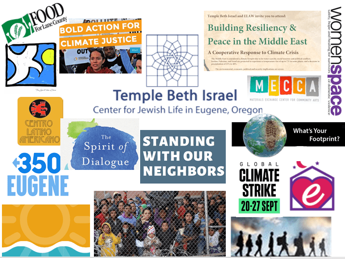 A collage of different logos and images for the temple beth israel center.