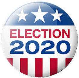 A button that says election 2 0 2 0 with stars and stripes.
