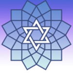 A star of david with a blue background